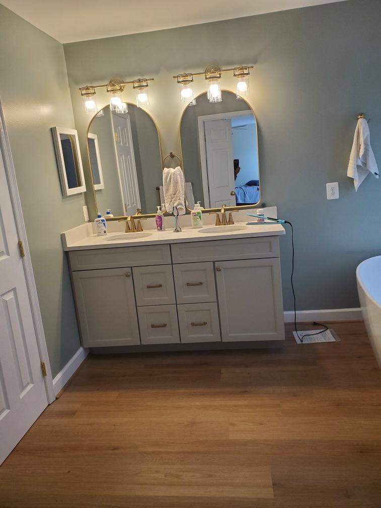 Sage-Green Master Bath with Freestanding Tub