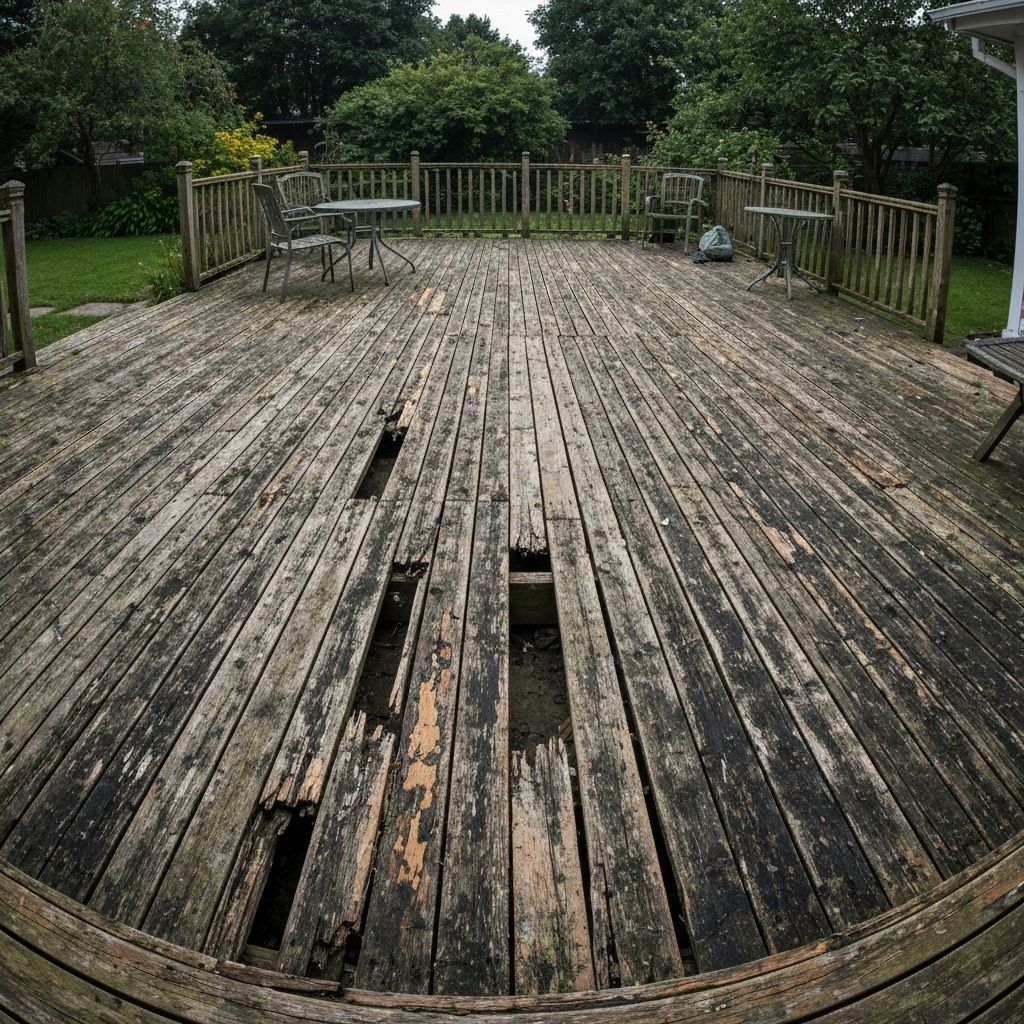 Old worn deck before renovation