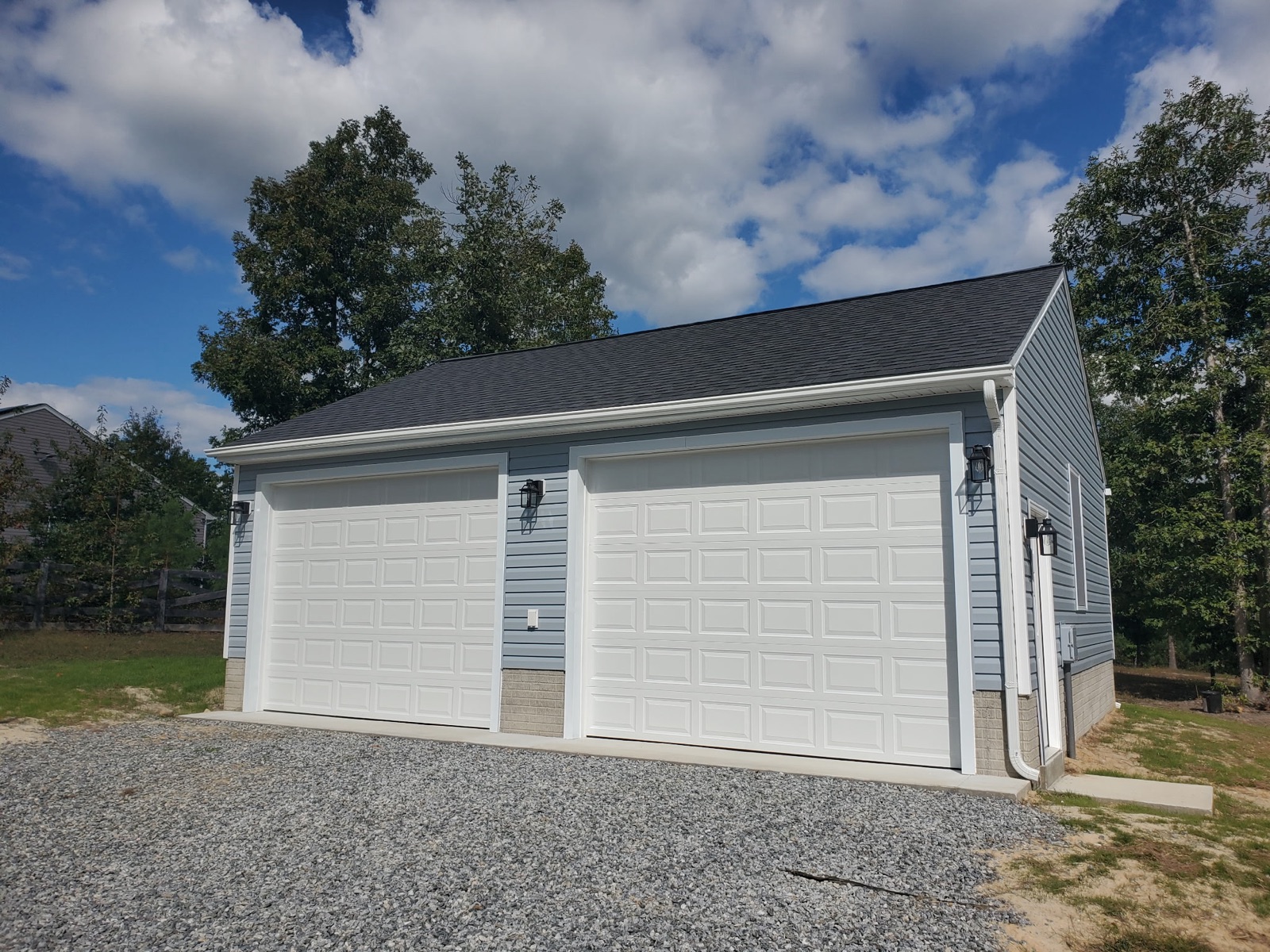 Two-Car Garage with Gray Siding
