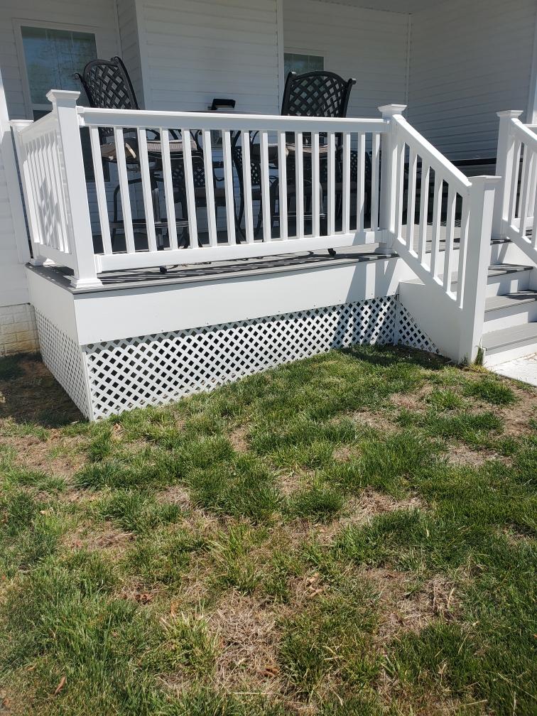 White vinyl deck with patio furniture - Bradie's Custom Construction, Fredericksburg VA